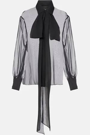 VALENTINO Blusa de gasa de seda con lazada
