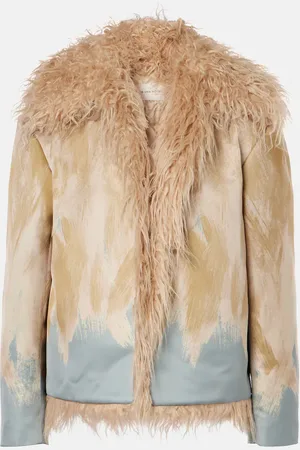 DRIES VAN NOTEN Chaqueta estampada con pelo sintético