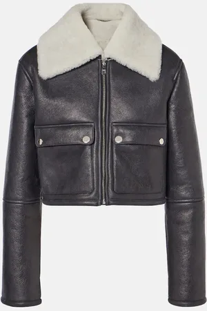 Dolce & Gabbana Chaqueta cropped de piel con borrego