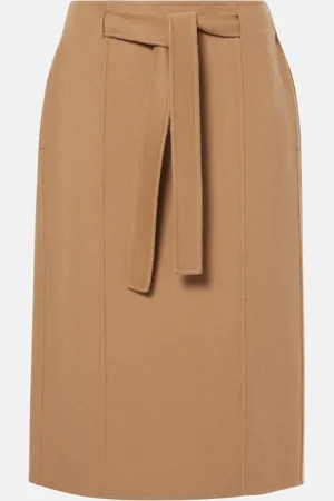 Max Mara Falda midi Alec de lana con cinturón