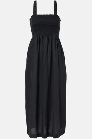 Heidi Klein Vestido midi fruncido La Bocana de lino