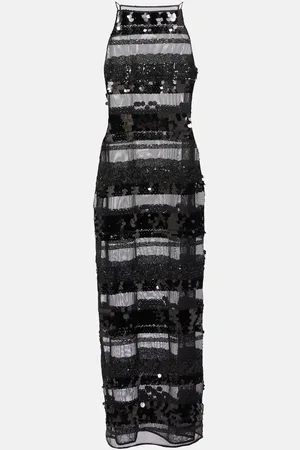 Oseree Oséree Vestido largo a rayas con lentejuelas