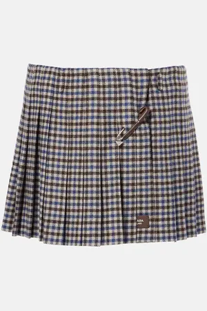 Prada Minifalda de sarga de lana a cuadros