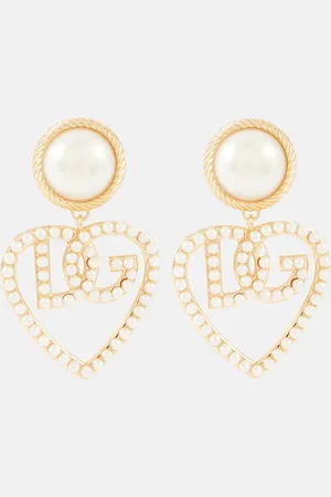 Dolce & Gabbana Pendientes de clip con perla sintéticas y logo