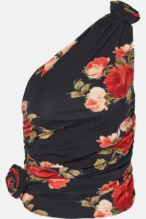MAGDA BUTRYM Top asimétrico fruncido floral