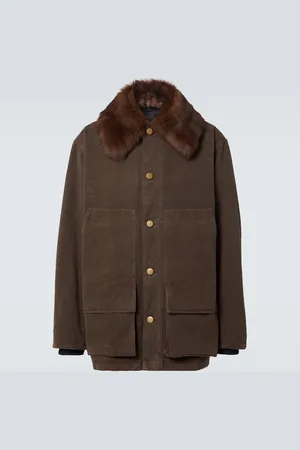 Prada Chaqueta de lona de algodón con borrego