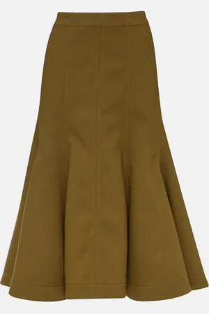 Bottega Veneta Falda midi de crepé de lana