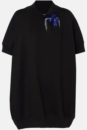 DRIES VAN NOTEN Vestido de punto de algodón adornado
