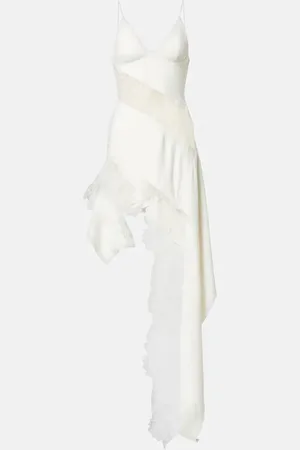DAVID KOMA Novia - vestido corto asimétrico con encaje