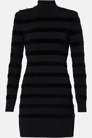 Tom Ford Vestido corto de cuello alto con terciopelo