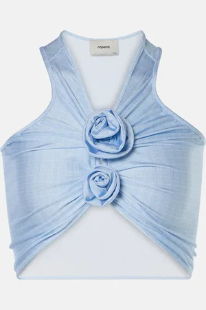 COPERNI Crop top drapeado con aplique floral