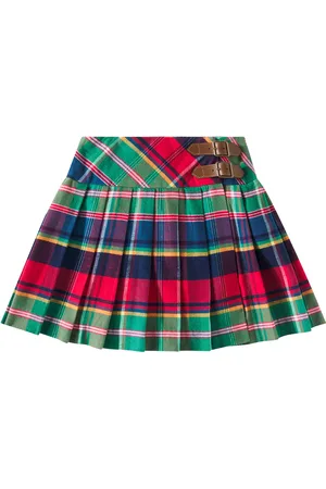 Ralph Lauren Falda plisada de algodón con tartán