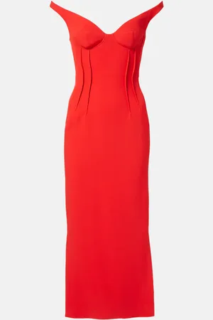 DAVID KOMA Vestido midi con hombros descubiertos