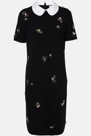 Tory Burch Vestido midi de mezcla de lana adornado