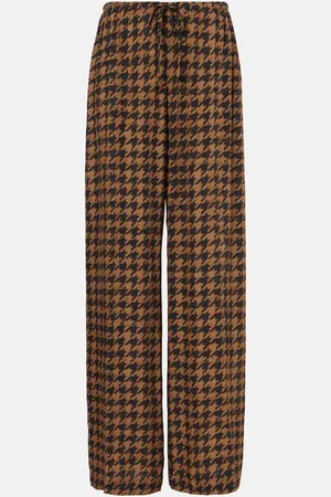 DRIES VAN NOTEN Pantalones rectos de satén con pata de gallo