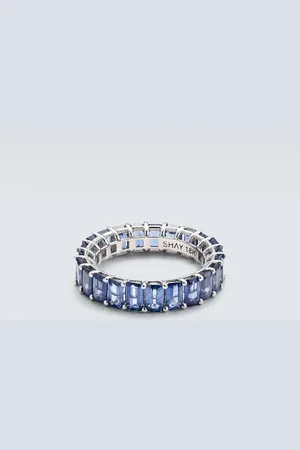 Shay Anillo Eternity de oro blanco de 18 ct con zafiros