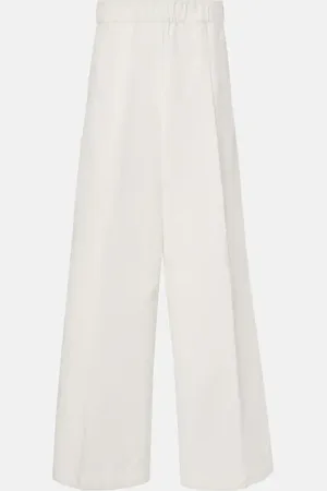 DRIES VAN NOTEN Pantalones anchos de algodón de tiro alto
