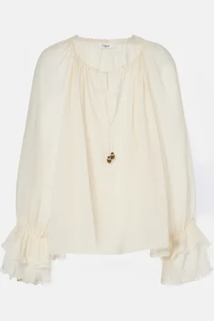 Chloé Chloé Blusa de georgette de seda con volantes