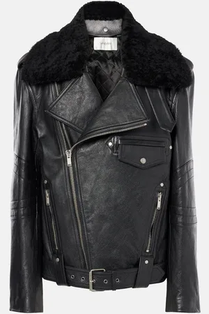 Saint Laurent Chaqueta de piel con borrego