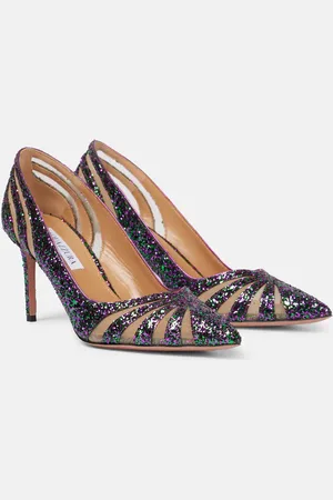 Aquazzura Salones Spy 75 de malla con glitter