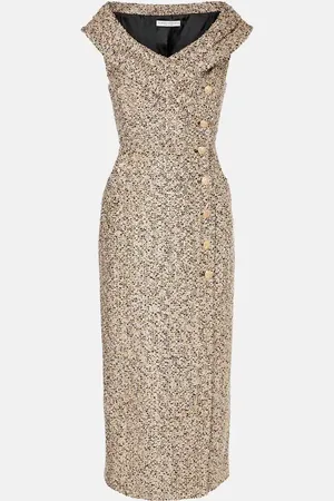 Alessandra Rich Vestido midi de tweed lamé