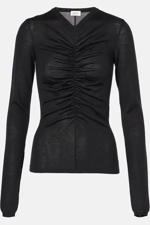 Saint Laurent Top fruncido de cachemir, lana y seda