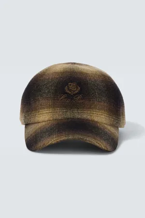 Loro Piana Gorra de algodón a cuadros con logo