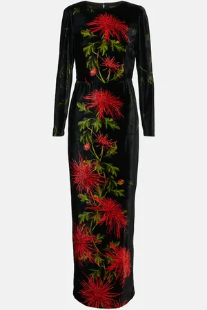 Oscar de la Renta Vestido de fiesta de terciopelo bordado