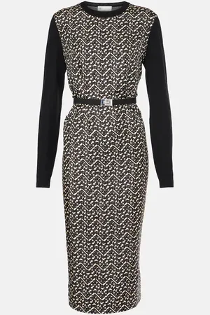 Tory Burch Vestido midi de lana con cinturón