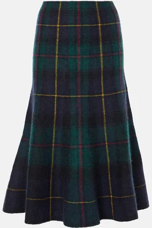 Ralph Lauren Falda midi de mezcla de lana a cuadros