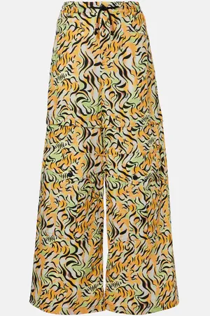Marni Pantalones anchos de algodón estampados