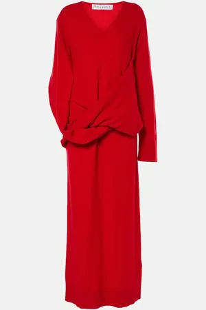 J.W.Anderson Vestido drapeado de lana y cachemir