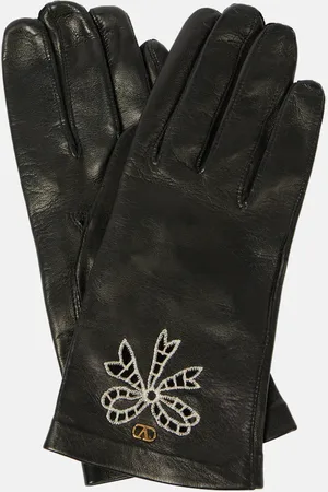 VALENTINO GARAVANI Guantes de piel con VLogo Signature bordados