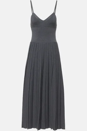 Khaite Vestido midi plisado Elio de lana