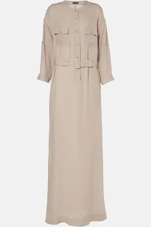 Tom Ford Vestido camisero a rayas con cinturón