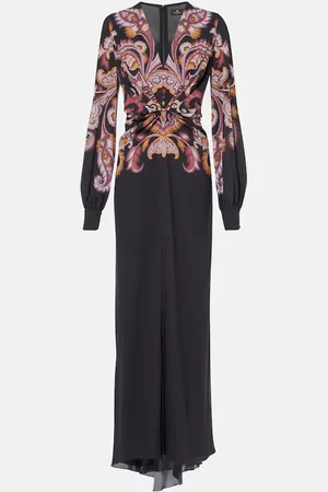 Etro Vestido largo de sablé con paisley
