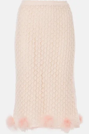 BLUMARINE Falda midi de mezcla de lana y mohair