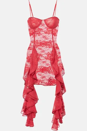 Oseree Oséree Vestido bustier de encaje con volantes