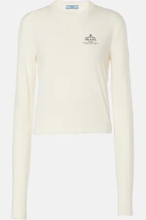 Prada Top de jersey de algodón con logo