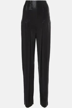 Norma Kamali Pantalones anchos de lamé de tiro alto