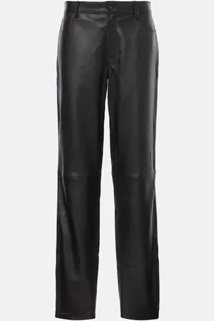 Totême Pantalones rectos de piel de tiro medio