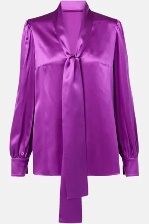 Dolce & Gabbana Blusa de satén de seda con lazada