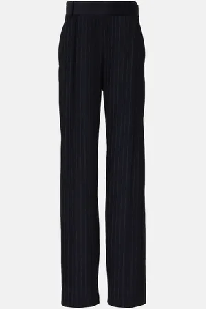 Khaite Pantalones rectos Cambie de tiro alto a rayas