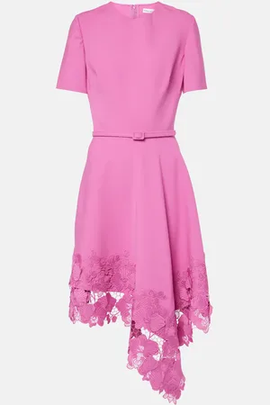 Oscar de la Renta Vestido midi floral con encaje