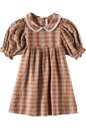 Rylee + Cru Vestido Heidi de mezcla de lino a cuadros