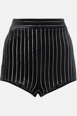 ALEX PERRY Shorts de terciopelo con cristales