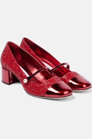 Jimmy Choo Salones Mary Jane Elisa 45 con glitter y piel