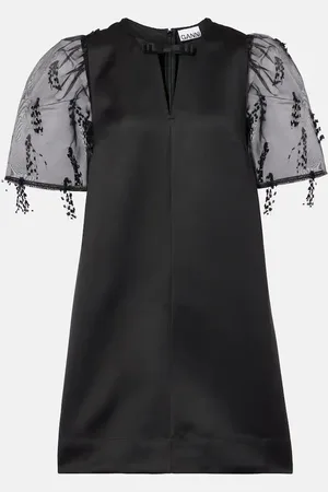 Ganni Vestido corto de organza bordado