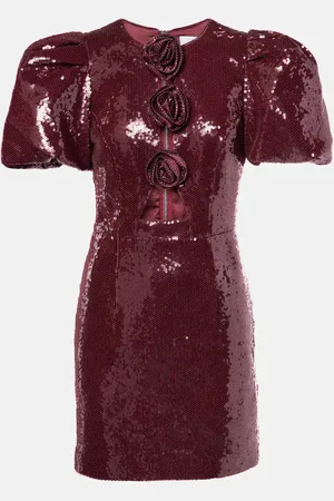 Rebecca Vallance Vestido corto Zelda con lentejuelas y apliques florales