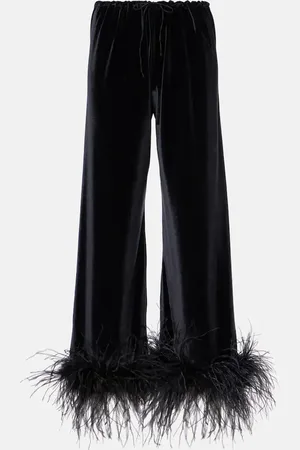 Oseree Oséree Pantalones de terciopelo con plumas
